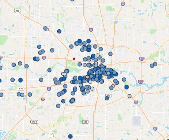 Tableau map of Houston coffee shops